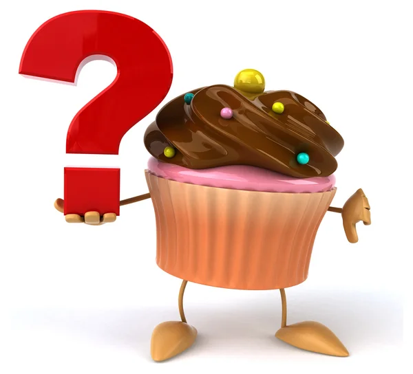 Cartoon Cupcake met vraagteken — Stockfoto