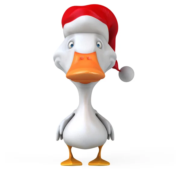 Pato divertido no chapéu do Papai Noel — Fotografia de Stock