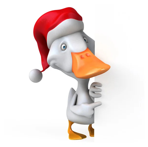 Noel Baba'nın şapkalı eğlenceli ördek — Stok fotoğraf