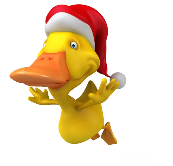 Pato divertido no chapéu do Papai Noel — Fotografia de Stock