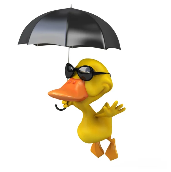 Pato divertido com guarda-chuva — Fotografia de Stock