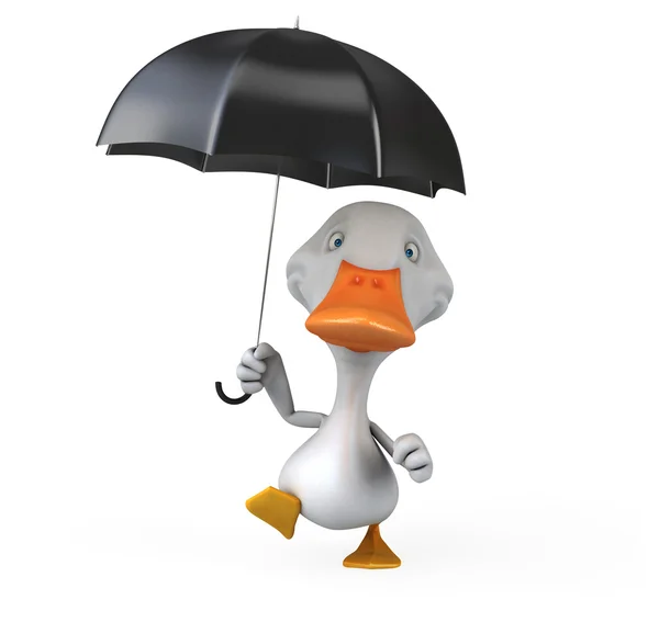 Pato divertido com guarda-chuva — Fotografia de Stock