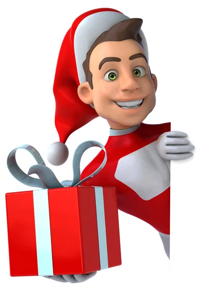 Diversión joven Santa Claus con regalo — Foto de Stock