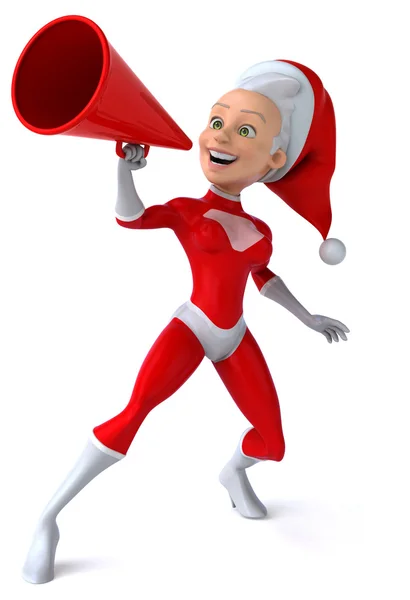 Female Santa Claus with loudspeaker — Stock Photo, Image