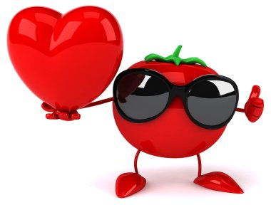 Kırmızı kalp ile eğlenceli domates