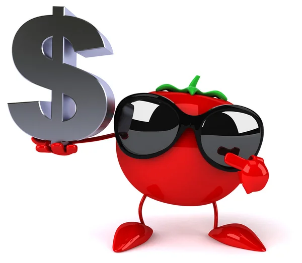 Divertido tomate con signo de dólar — Foto de Stock