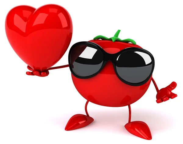 Fun tomato with red heart — Stock Photo, Image