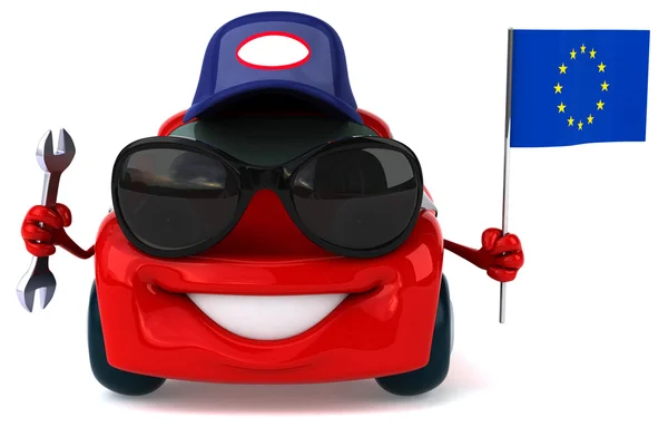 Fun car with flag — Stock Photo, Image