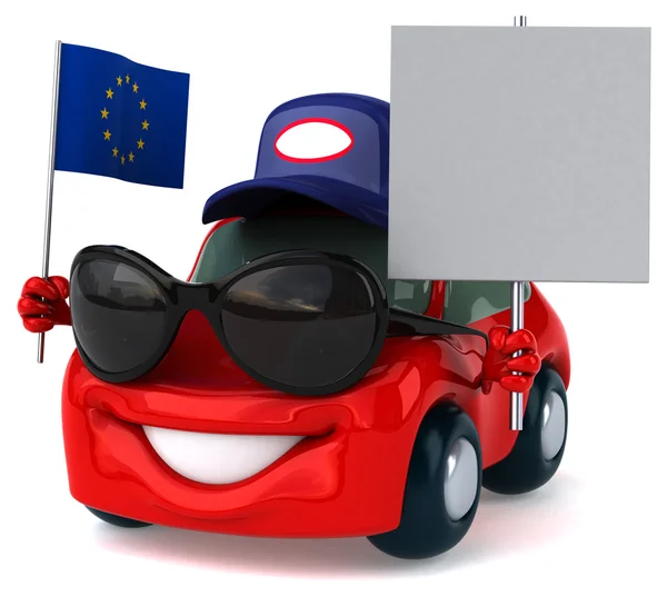 Fun car with flag — Stock Photo, Image