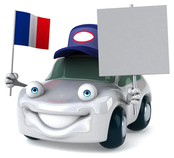 Carro divertido com bandeira francesa — Fotografia de Stock