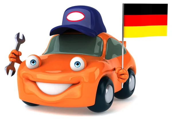 독일의 국기와 함께 재미 있는 자동차 — 스톡 사진