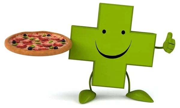 Fun pharmacy cross with pizza — Stock Photo, Image