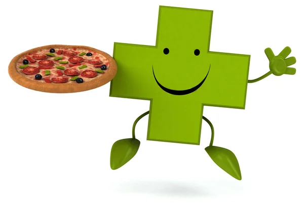 Fun pharmacy cross with pizza — Stock Photo, Image