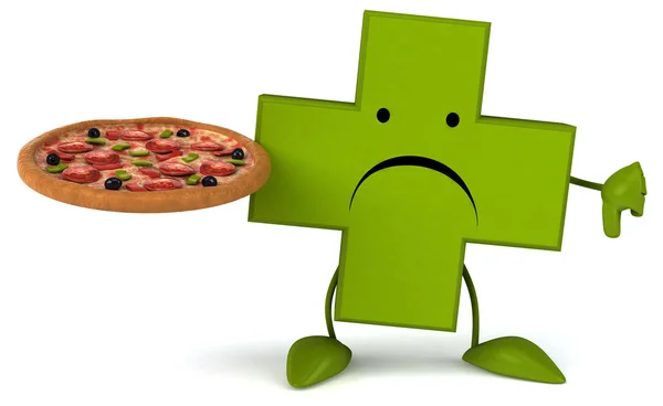 Fun pharmacy cross with pizza — Stock Photo, Image