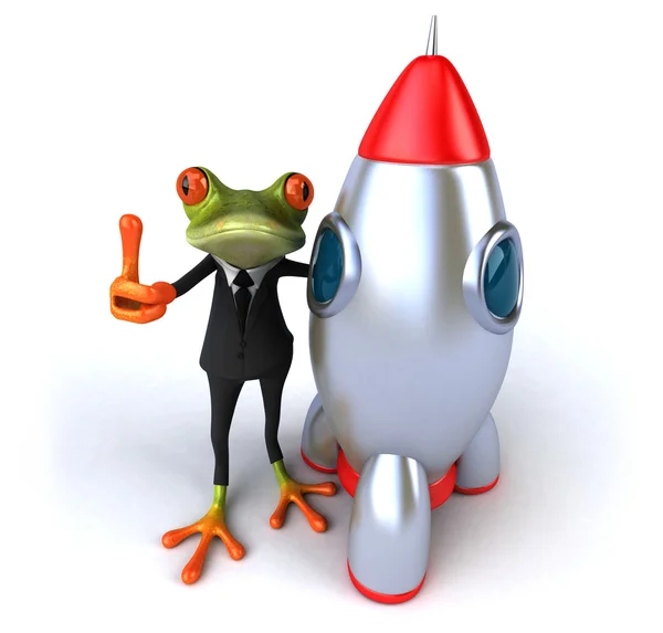 Fun frog and rocket — Stock Photo, Image