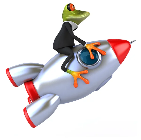 Spaß Frosch und Rakete — Stockfoto