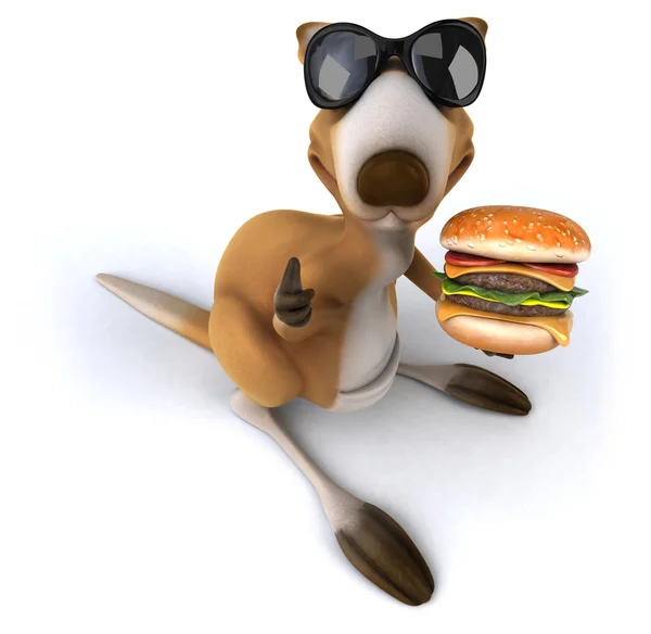 Kanguru burger ile eğlenceli bir — Stok fotoğraf