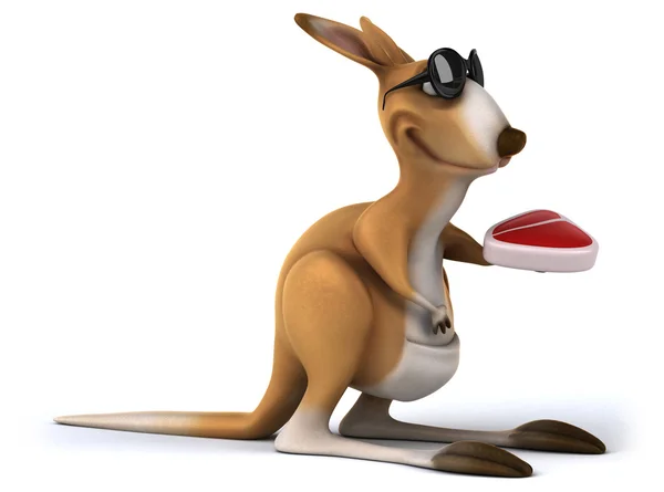 Fun kangaroo with steak — Stock Photo, Image