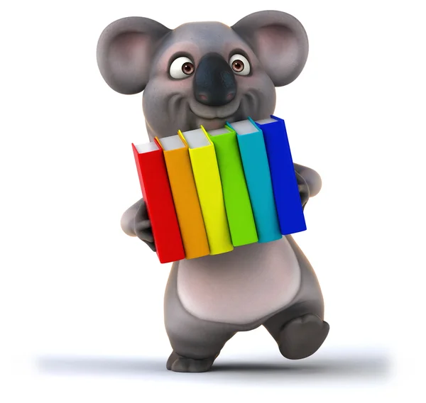 Koala divertente con libri — Foto Stock