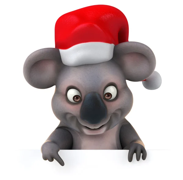 Noel Baba'nın şapkalı eğlenceli koala — Stok fotoğraf