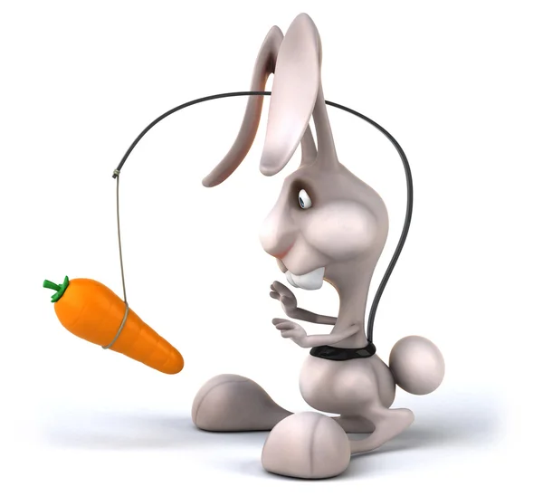 Веселый кролик с морковью — стоковое фото