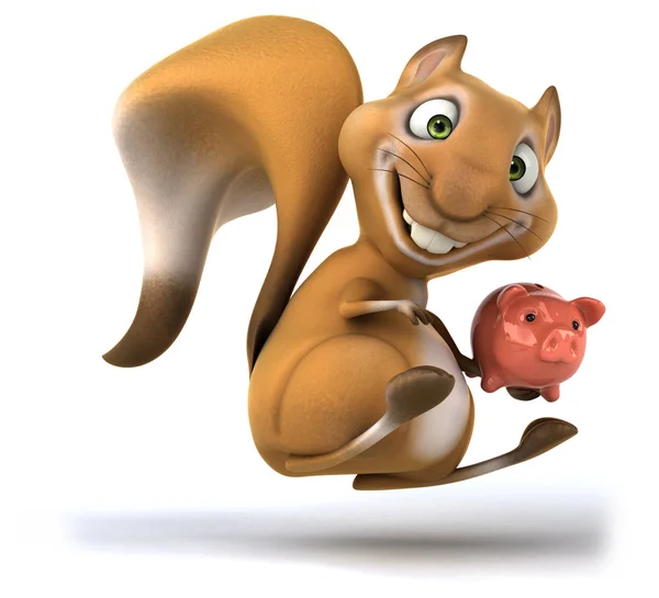 Leuke eekhoorn met piggy bank — Stockfoto