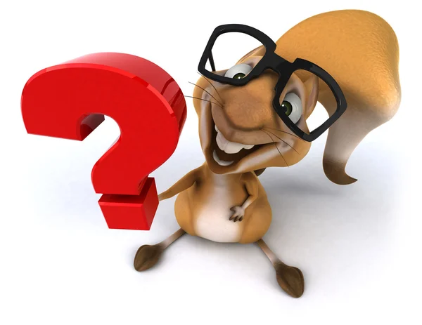 Fun squirrel   with  question sign — Stock Photo, Image