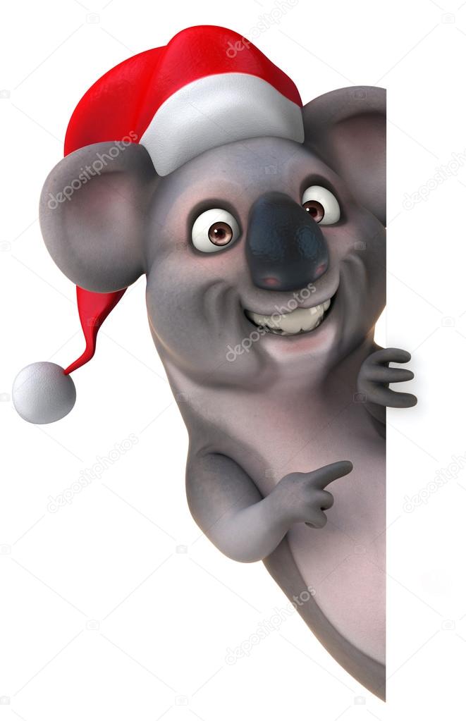 Fun koala in Santa's hat