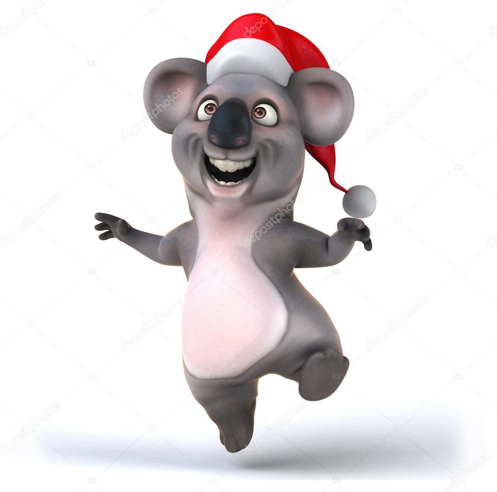 Fun koala in Santa's hat