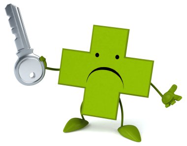 Çapraz çizgi film eczane ile anahtar