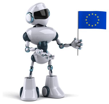 Robot ile Avrupa Birliği bayrağı