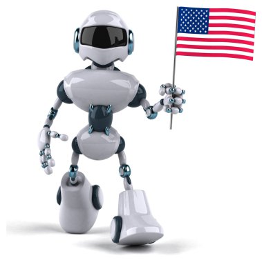 Robot ABD bayrağı ile