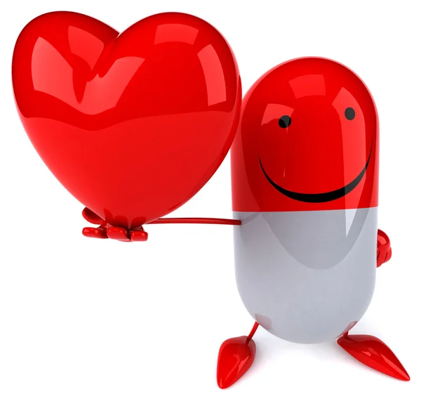 Fun pill  with heart — Stock Photo, Image