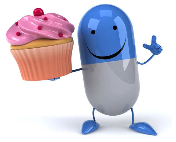 Fun pill with  cupcake — Stock Photo, Image