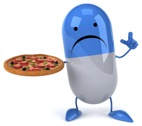 Fun pill with pizza — Stock Photo, Image