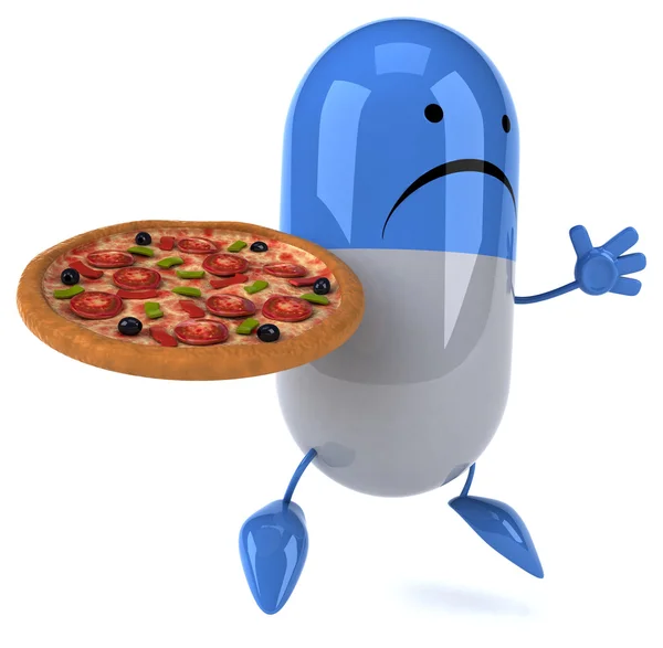 Fun pill with pizza — Stock Photo, Image