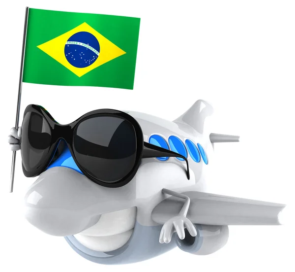 Szórakoztató síkon Brazília zászlaja — Stock Fotó