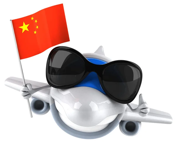 Uçak Çin bayrağı ile eğlenceli bir — Stok fotoğraf