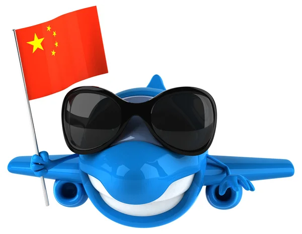 Divertido avión con bandera de China — Foto de Stock