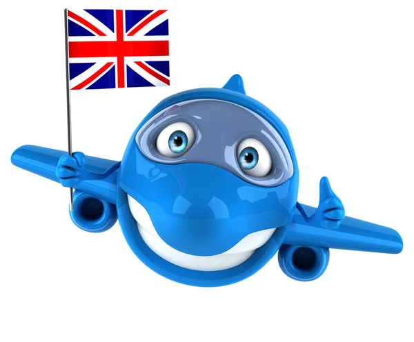 Avião divertido com bandeira da Inglaterra — Fotografia de Stock