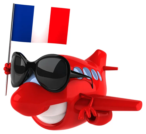 Divertido avión con bandera de Francia — Foto de Stock