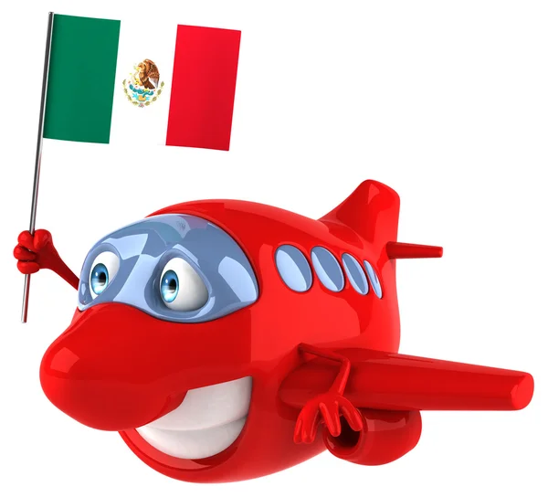 Divertido avión con bandera — Foto de Stock