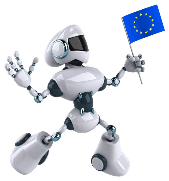 Robot con bandiera dell'Unione Europea — Foto Stock