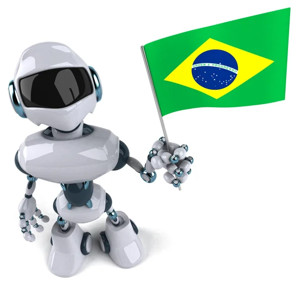 Robot con bandera de Brasil — Foto de Stock