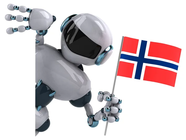 노르웨이의 국기와 로봇 — 스톡 사진