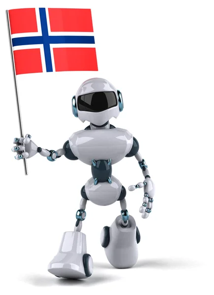 노르웨이의 국기와 로봇 — 스톡 사진