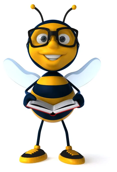 Fun bee with book — Stock Photo, Image