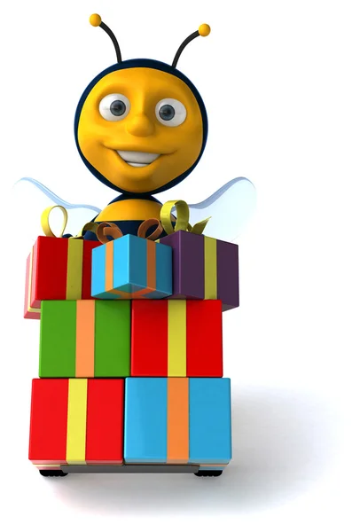 Abeja divertida con regalos —  Fotos de Stock