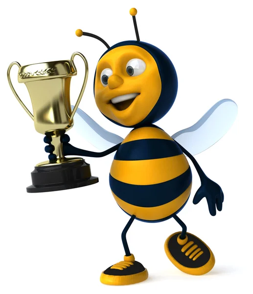 Fun bee with golden cup — Stock Photo, Image