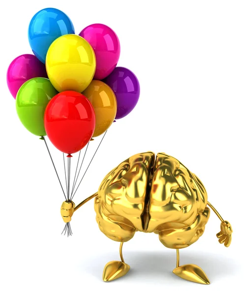 Cerebro dorado con globos — Foto de Stock